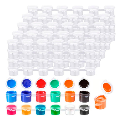 2 Tiras De Potes De Pintura Con Tapa . Puntillismo. 10 Ml