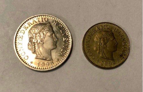 Lote Monedas Suiza Años 1992-1995