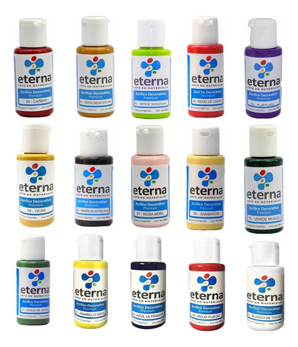 Acrilico Decorativo Premium Eterna 50ml X20 Colores Surtidos