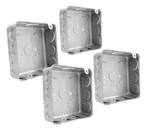 Caja De Registro Cuadrada Galvanizada Alfa 3.5cm 4x4pul 25pz Color Gris