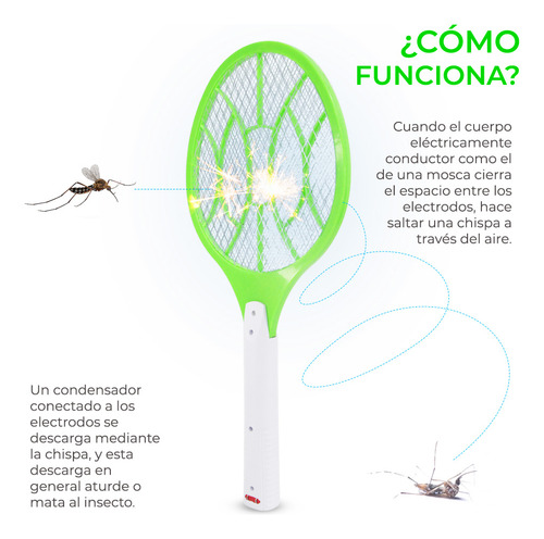 Raqueta Mata Mosquitos Lámpara Led Recargable Electrica