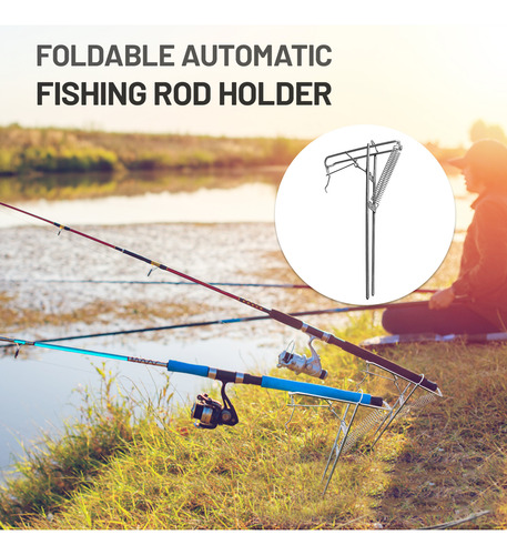 Dobrável Automático Haste De Pesca Titular Aço Inoxidável