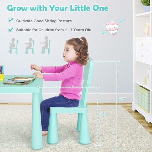 Juego De Mesa Y Silla Para Niños 3 Piezas De Plástico