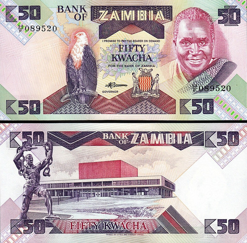 Cédula Zâmbia 50 Kwacha Fe