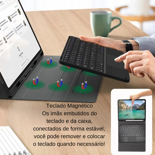 Capa Teclado Para Galaxy Tab S9 E S9 Fe Tela De 11 Polegadas