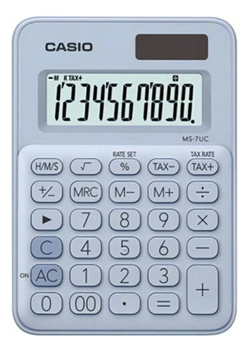Calculadora de escritorio Casio Mini MS7-UC de 10 dígitos, color azul claro