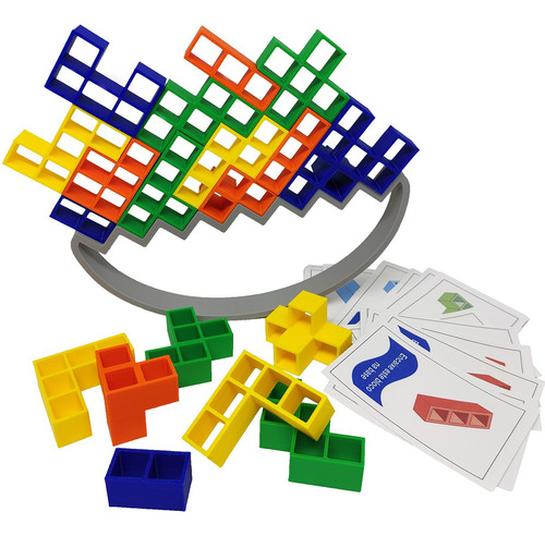 Tetris 3d Com 20 Peças Base Grande 22cm Equilíbrio Balanço