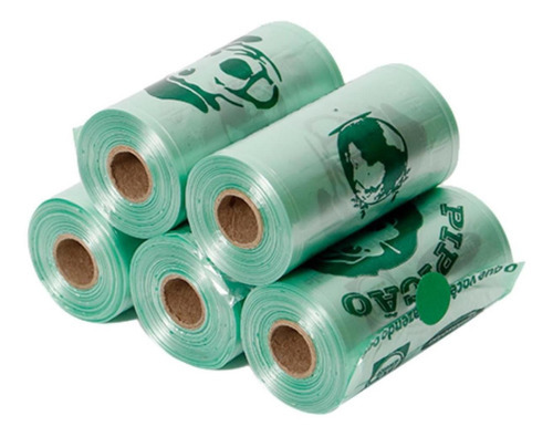 5 Rolos De Saquinhos Refil Cata Caca Biodegradável Pipicão