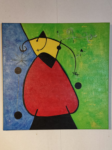 Cuadro «el Comienzo Del Día» Joan Miró 40x40 Pintado A Mano