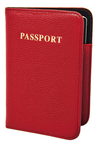 Funda - Estuche Para Pasaporte De Piel Genuina. 2 Colores Color Rojo