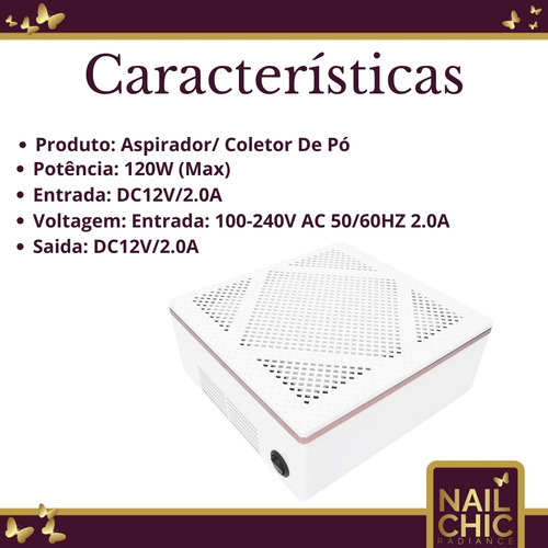 Sugador Coletor Aspirador Pó Unhas Gel Controle Velocidade
