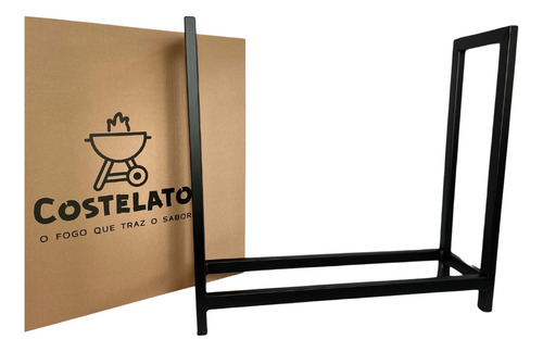 Porta Lenha Em Aço Carbono 110 Cm Com Rodas