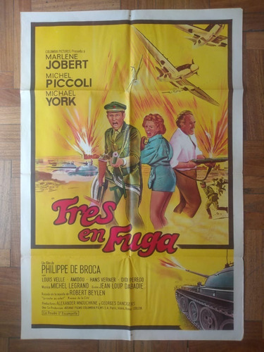 Antiguo Afiche Original D Cine- Tres En Fuga