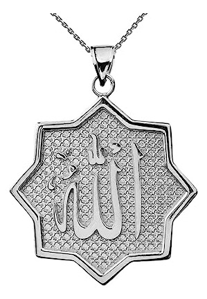 Collar Con Colgante De Plata De Ley Islámica De Allah Star