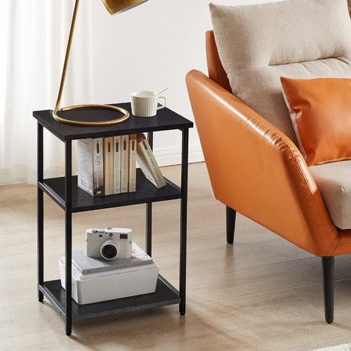 Side Table, 3-tier End Table, Industrial Nightstand Small Ta