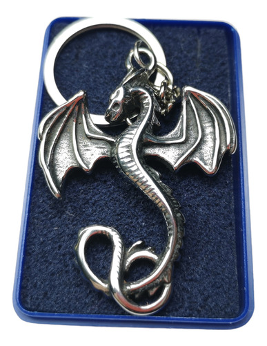 Dije Dragon Grande Macizo Acero Quirurgi C/llaver (p3) Color Plateado