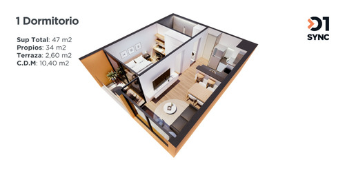 Imagen 9 de 17 de Venta Apartamento 1 Dormitorio Penthouse Barrio Sur - Edificio 01 Sync