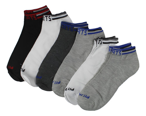 12 Pares De Calceta Para Hombre, Con La Frase ( Wild) Multicolor Liso Unitalla