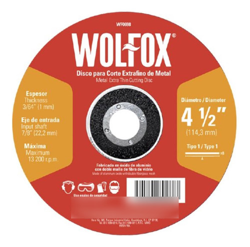 Disco Corte Extrafino De Metal 9'' Wolfox De 2 Mm