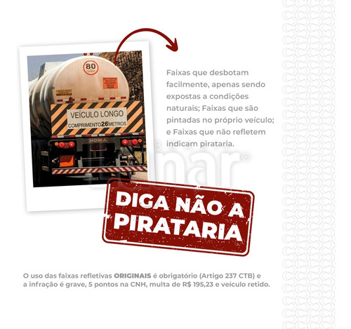 Imagem 6 de 9 de 5 Faixas Refletivas Caminhão Veículo Longo Placa Advertência