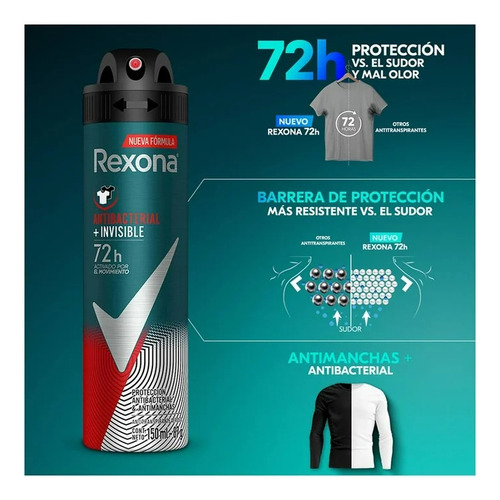 Rexona Antibacterial + Invisible Spray Hombre 150ml