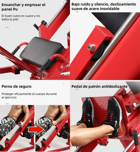 Sentadilla Hacker/máquina De Estribos Invertidos Todo En Uno Rojo Negro