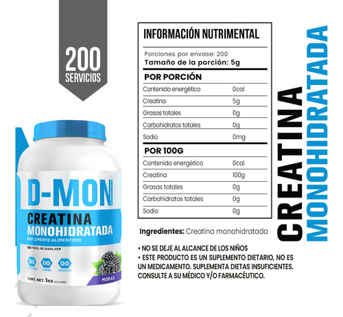 Precursor De Testo 2.2kg + Creatina Monohidratada D-mon 1kg