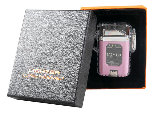 Encendedor Electrico Recargable Doble Arco Color Rosa