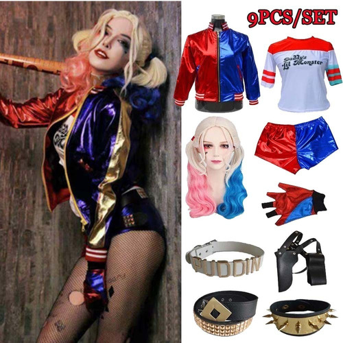 Set De 9 Unidades De Disfraz De Harley Quinn Para Adultos