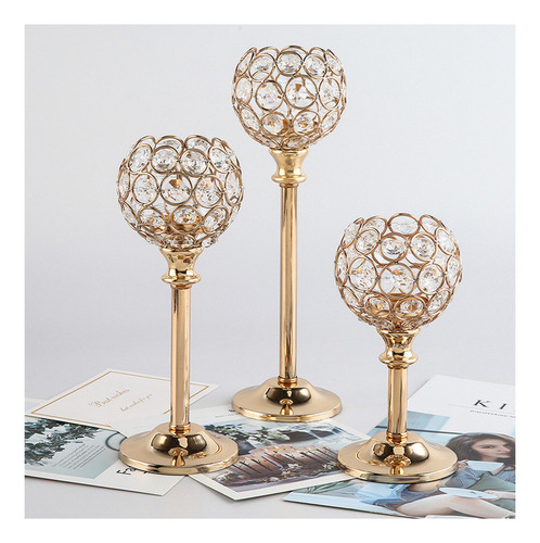 3pcs Ornamentos Castiçal Cristal Europeu Para Decoração Casa