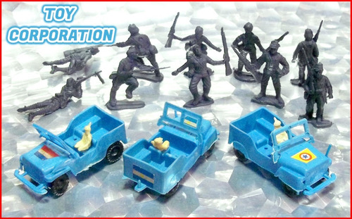 10 Soldaditos + 3 Jeep Plástico Vintage Retro Ind Argentina