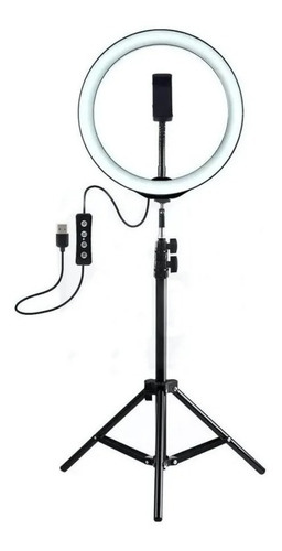 Imagen 2 de 5 de Combo Tira Led Rgb 5050 5m +aro De Luz 26 Cm Con Trípode 2m