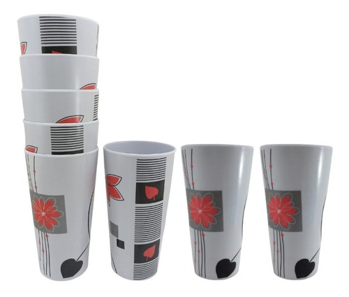 Vaso Tipo Plástico Melamina Chrysan 400 Ml, 8 Piezas Color Blanco