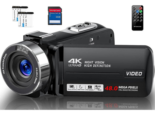 Cámara De Video 4k Ultra 48mp Con Pantalla 3.0 Y Zoom 18x