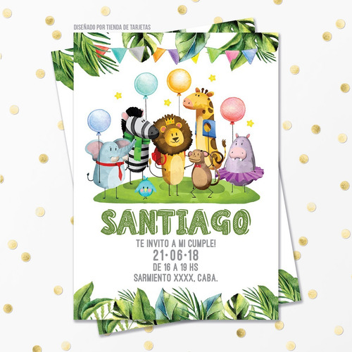 Imagen 1 de 4 de Diseño De Invitación Digital + Imprimible - Animalitos