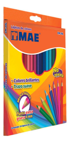 24 Colores Lapices De Color Mina 4 Mm (caja C/24 Colores)