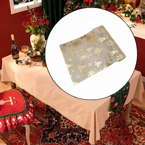 De Mesa Con Estampado De Árbol De Navidad, De