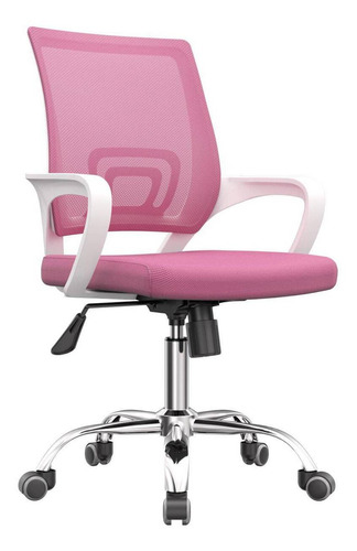 Silla de escritorio Shremwood 810 ergonómica  rosa con tapizado de mesh