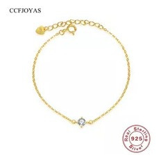 Ccfjoyas-pulsera De Plata De Ley 925 Chapada En Oro De 14k,