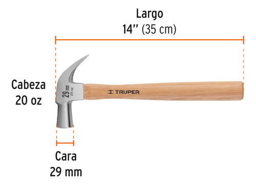 Martillo Carpintero Pulido 20 Oz, Truper