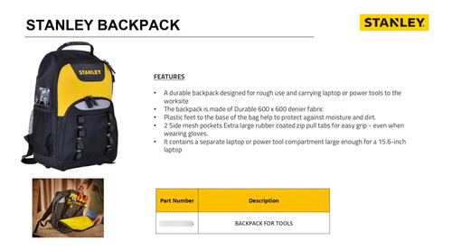Mochila Para Herramientas Con 2 Compartimentos Stst515155la