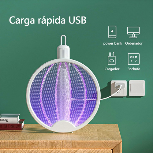 Matamoscas Eléctrico Recargable Y Plegable Con Luz Led