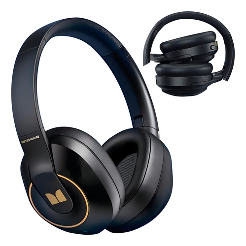 Fone Headphone Gamer Dobrável Bluetooth 5.3 Som Hi-fi Cor Preto Luz Azul