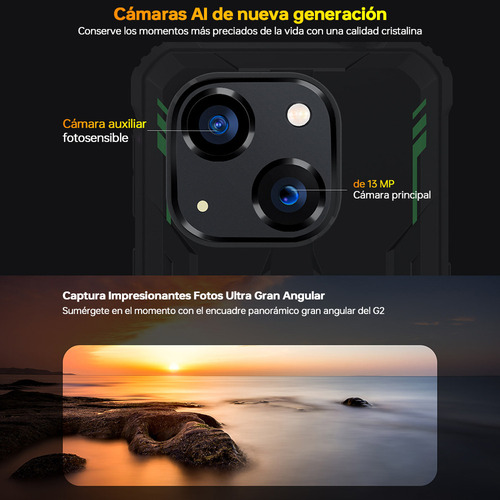 Oukitel Celular Oukitel G2 16(4+12)ram 64gb Rom Dual Sim 6300mah Smartphone Resistente Android 14 /otg/compass/amplificador De Sonido