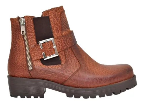 Bota Borcego Gravagna Mujer Cuero Vacuno Hebilla Elastico Env o