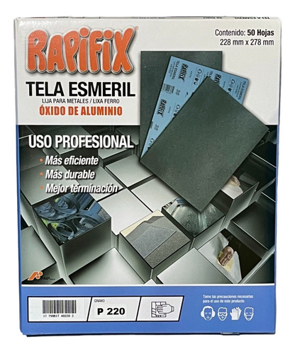 Lija Tela Esmeril -metal Grano 220 Rapifix- Pack 10 Unidades