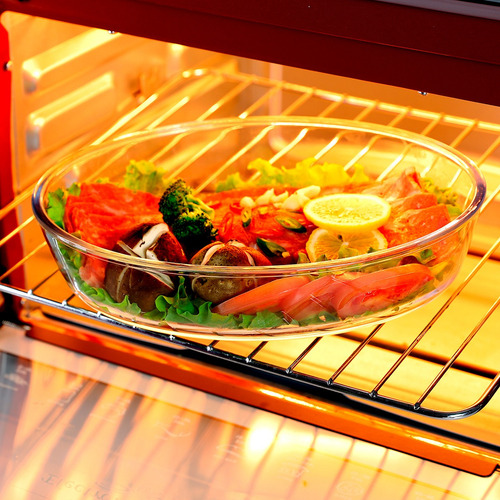 Fuente De Vidrio Oval Grande 4l Apta Horno Para Cocinar Blanco