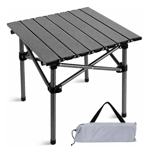 Mesa de camping dobrável de alumínio preta