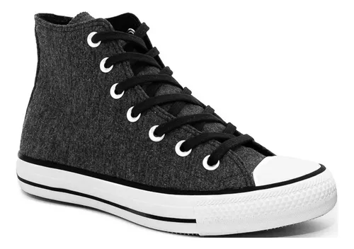 Tênis All Star Chuck Taylor Cano Alto Glitter Preto Feminino