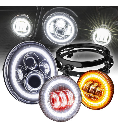 Faro Led Cree De 7 Pulgadas Para Harley Davidson Acabado Neg